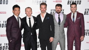 ohn Cho, Simon Pegg, Chris Pine, Karl Urban and Zachary Quinto attend the UK Premiere of Paramount Pictures "Star Trek Beyond"