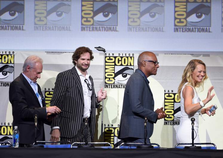 Actor Brent Spiner, writer/producer Bryan Fuller, actors Michael Dorn and Jeri Ryan attend the "Star Trek" panel during Comic-Con International 2016 at San Diego Convention Center on July 23, 2016 in San Diego, California.