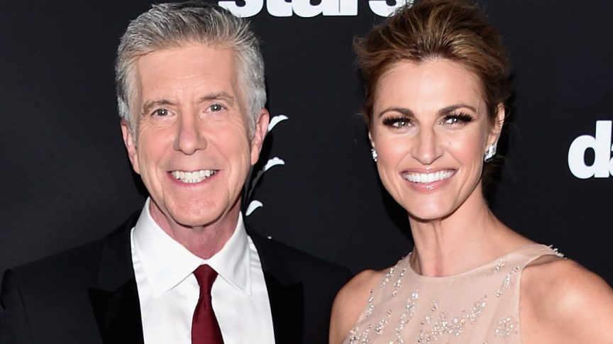 TV hosts Tom Bergeron and Erin Andrews attend ABC's "Dancing With The Stars" Season 23 Finale