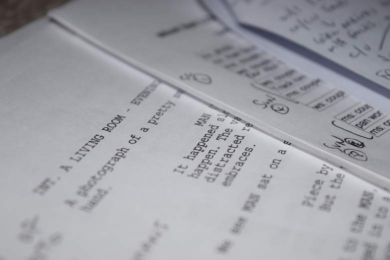 Close up shot of a screenplay