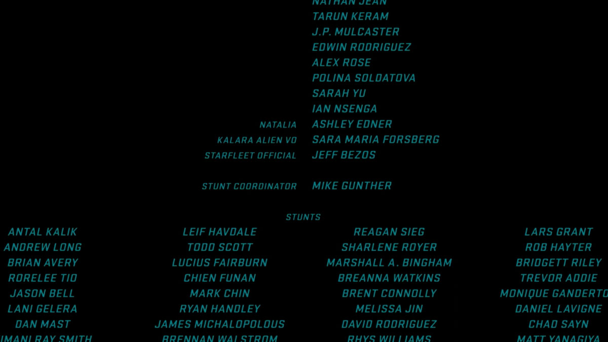 The credits from ‘Star Trek Beyond.’ If you look closely, you can see Jeff Bezo’s credit.