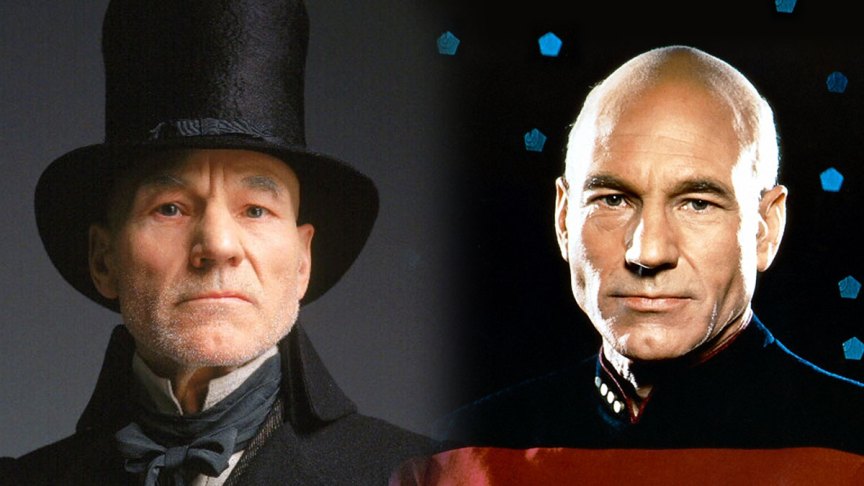 Sir Patrick Stewart as Scrooge and Picard