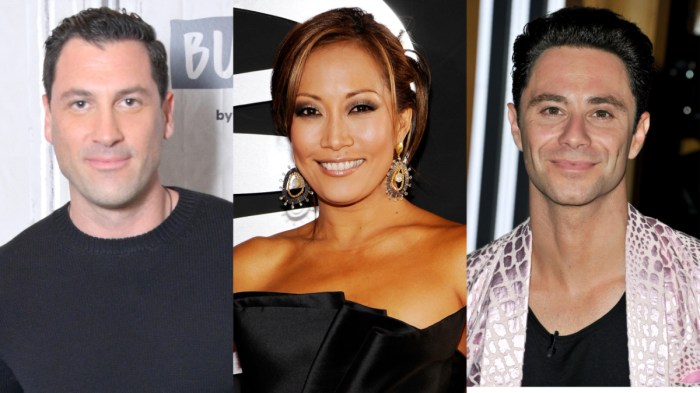 Maks Chmerkovskiy, Carrie Ann Inaba, and Sasha Farber.
