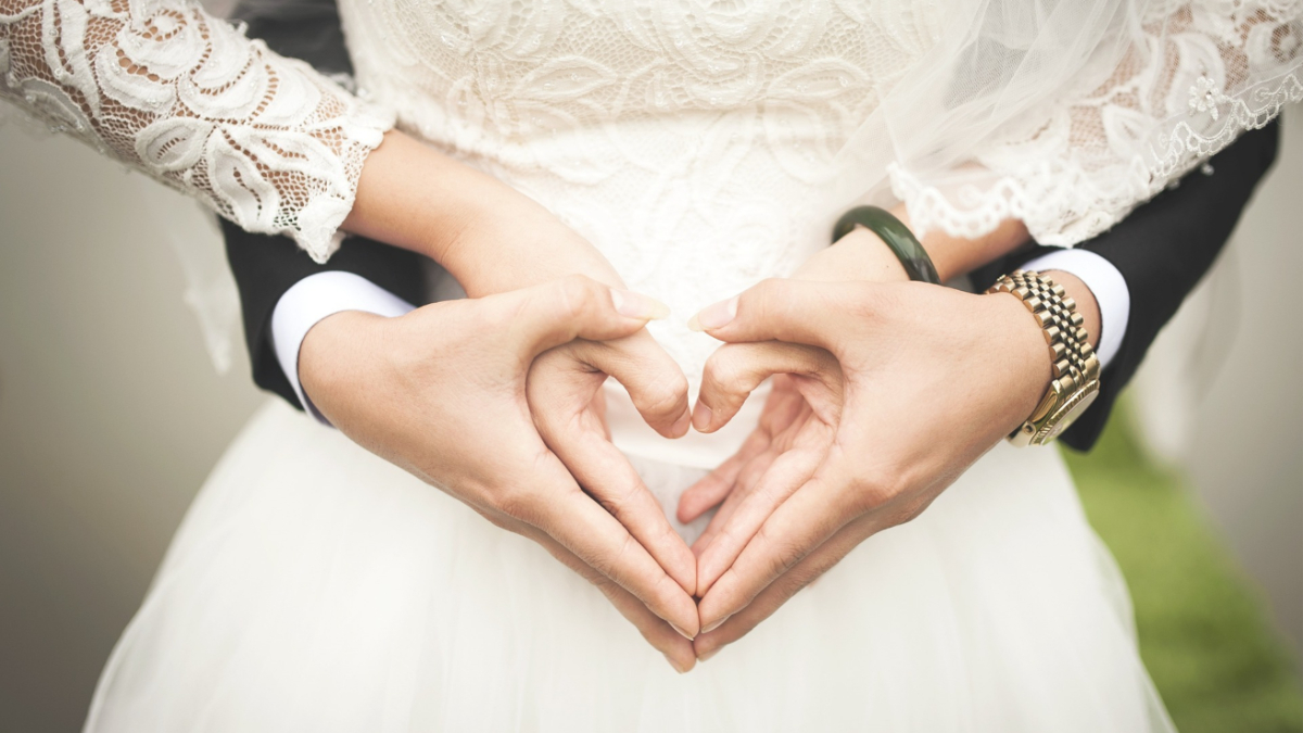 A bride and groom.