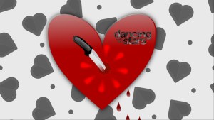 A heart with a knife in it.