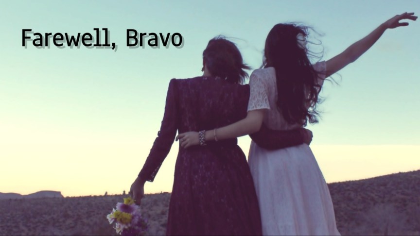 Two women waving goodbye.