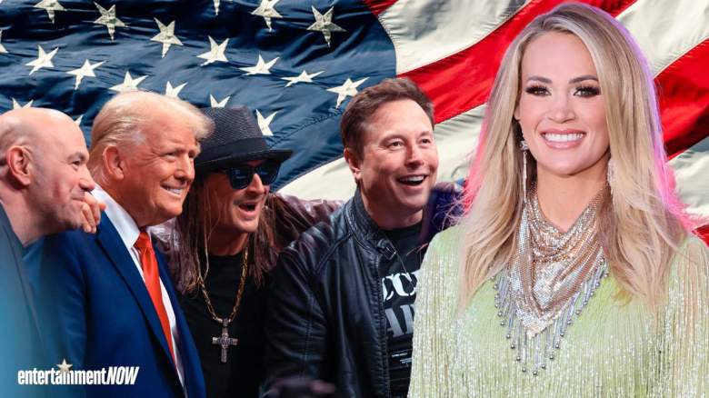Dana White, President-elect Donald Trump, Kid Rock, Elon Musk and Carrie Underwood