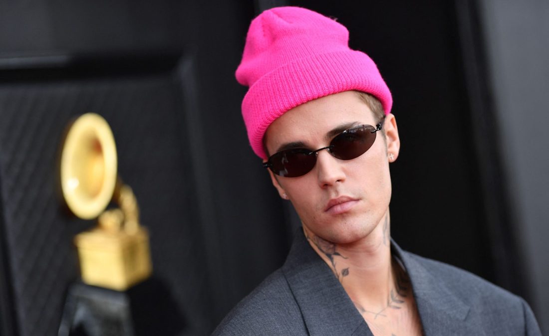 Justin Bieber attends the 2022 Grammy Awards.