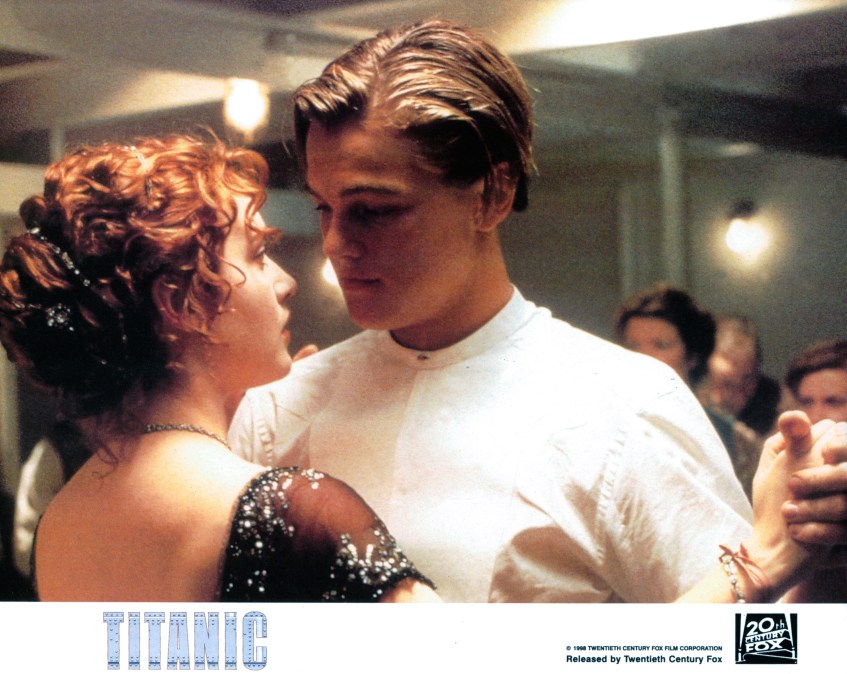Kate Winslet and Leonardo DiCaprio dancing in the film 'Titanic'