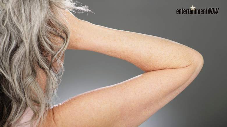 A woman with grey hair.