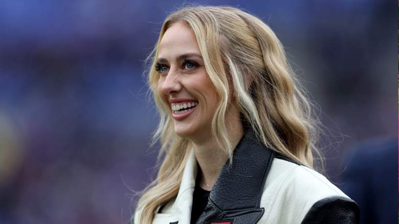 Brittany Mahomes, wife of Patrick Mahomes #15 of the Kansas City Chiefs, is seen on the field prior to the AFC Championship Game