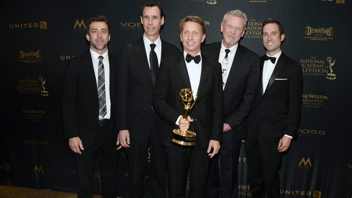 Brad Bell and other B&B writers pose at the Emmys