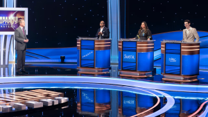 Ken Jennings, Yogesh Raut, Juveria Zaheer, and Isaac Hirsch in Jeopardy Masters