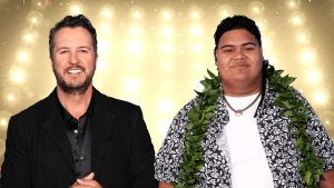 Luke Bryan and Iam Tongi posing together