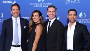 Michael Weatherly, Cote de Pablo, Brian Dietzen and Wilmer Valderrama attend the Opening Ceremony during the 63rd Monte-Carlo Television Festival