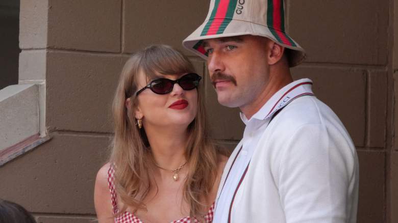 Taylor Swift (L) and US NFL football player Travis Kelce (R) attend the men's final match between Italy's Jannik Sinner and USA's Taylor Fritz on day fourteen of the US Open tennis tournament at the USTA Billie Jean King National Tennis Center in New York City, on September 8, 2024