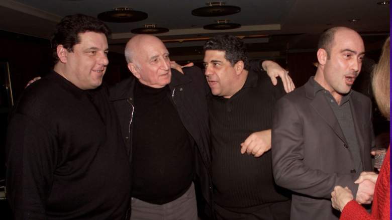 Sopranos cast members Steve Schirripa, Dominic Chianese, Vincent Pastore, and John Ventimiglia backstage during "Comedy You Can't Refuse"