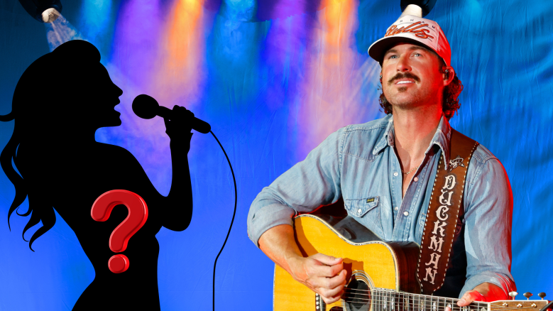 Riley Green and a mystery woman performing on stage