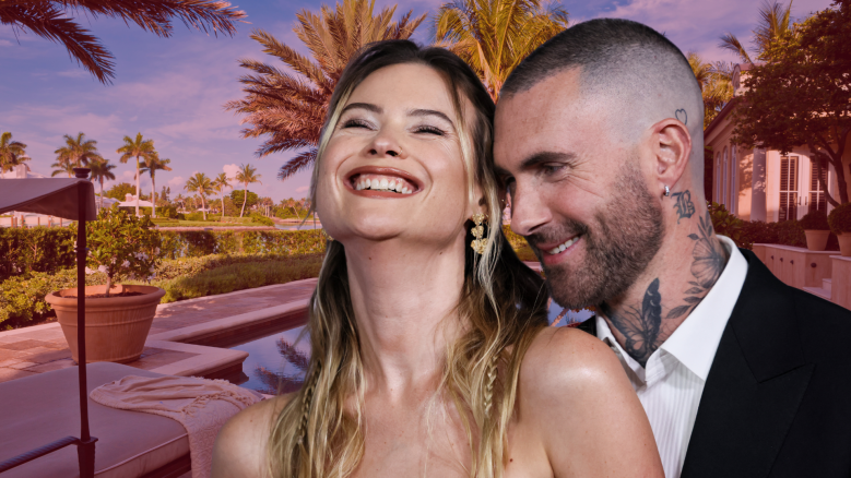 Namibian model Behati Prinsloo (L) and US singer Adam Levine in California
