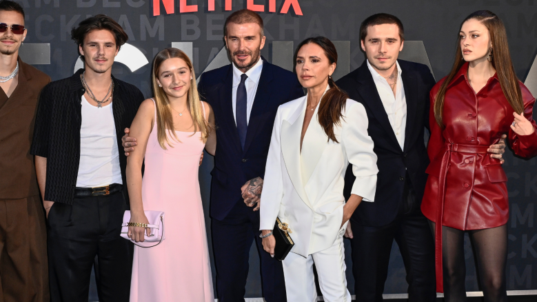 Mia Regan, Romeo Beckham, Cruz Beckham, Harper Beckham, David Beckham, Victoria Beckham, Brooklyn Peltz Beckham and Nicola Peltz Beckham