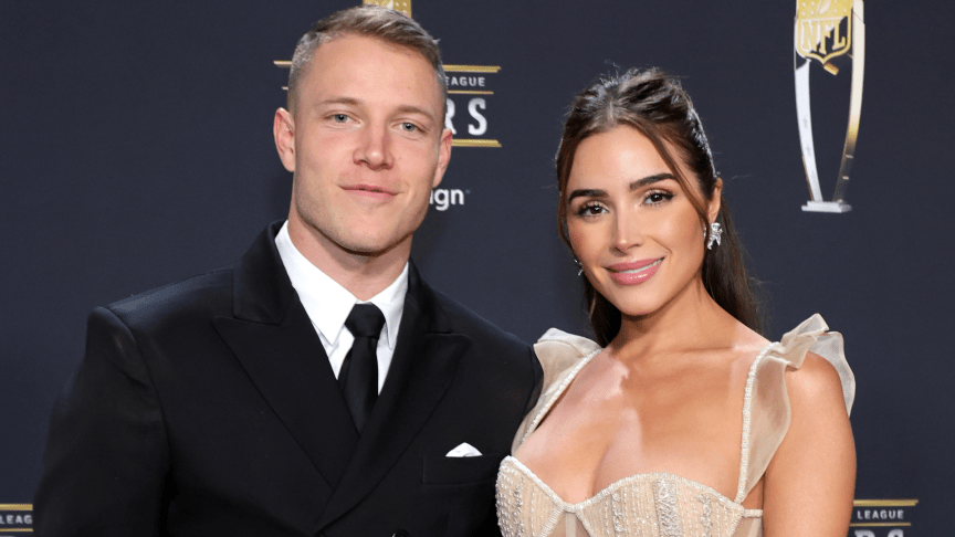 Christian McCaffrey and Olivia Culpo attend the 12th annual NFL Honors at Symphony Hall in Feb 2023