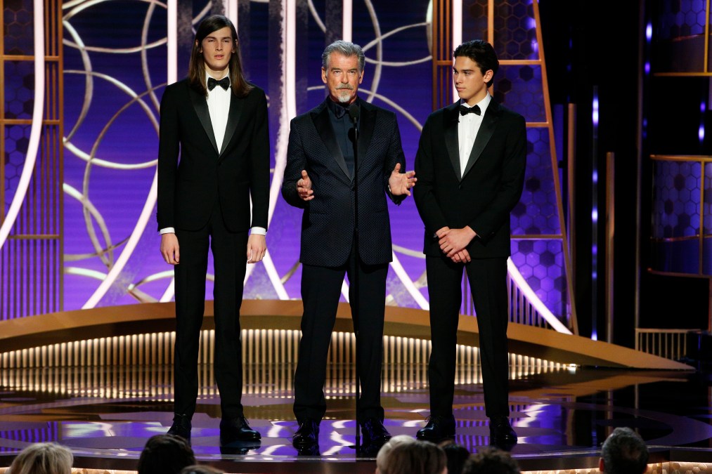 Dylan Brosnan, father and actor Pierce Brosnan and Golden Globe Ambassador
