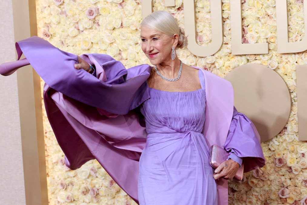 Helen Mirren arrives for the 81st annual Golden Globe Awards