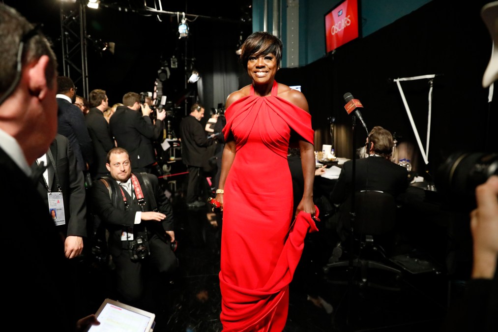 Viola Davis backstage after winning the Oscar for Best Supporting Actress for  'Fences' at the 89th Academy Awards