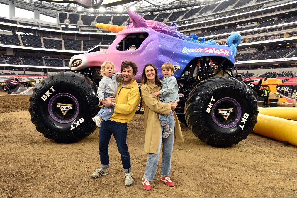 Taylor Goldsmith, Mandy Moore, and family attend Monster Jam 