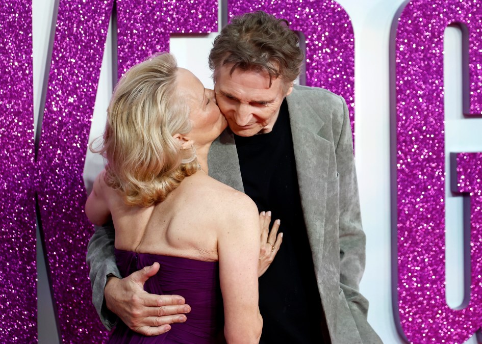 Liam Neeson and Pamela Anderson attend "The Naked Gun" UK Premiere