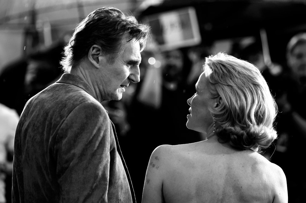 Liam Neeson and Pamela Anderson attend "The Naked Gun" UK Premiere
