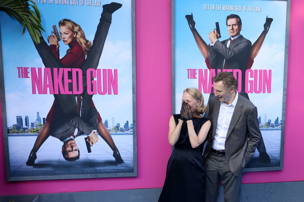 Canadian-US actress Pamela Anderson and British actor Liam Neeson 