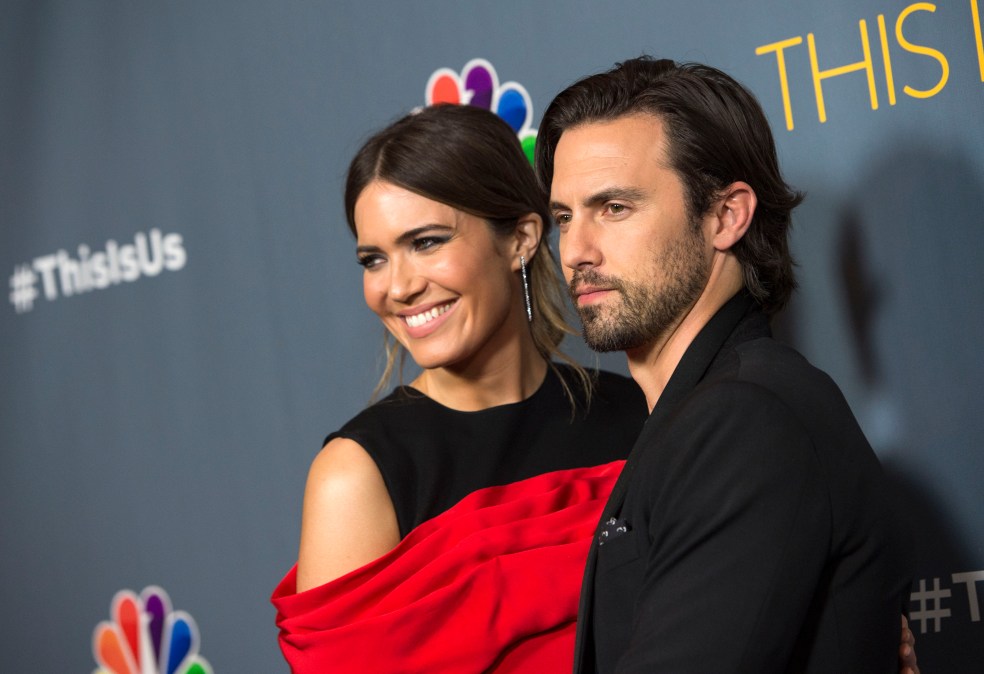 Actors Mandy Moore (L) and Milo Ventimiglia