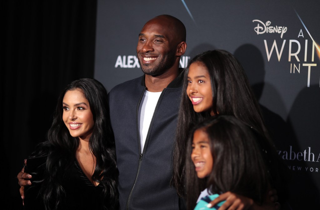 Kobe Bryant (2nd L) and his family attend the premiere of Disney's "A Wrinkle In Time" 