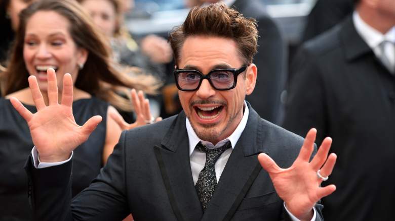Robert Downey Jr posing at Iron Man 3 event