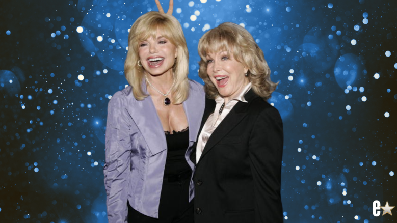 Actors Loni Anderson (L) and Barbara Eden
