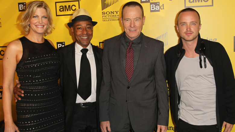 Actress Anna Gunn and actors Giancarlo Esposito, Bryan Cranston and Aaron Paul