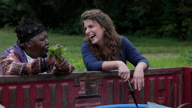 Vivian Howard, right, who runs the Chef & The Farmer restaurant, chats with Lillie Hardy at Warren Brothers' farm in La Grange, NC, on Thursday, Sep 25, 2014