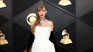 Taylor Swift attends the 66th GRAMMY Awards at Crypto.com Arena on February 04, 2024