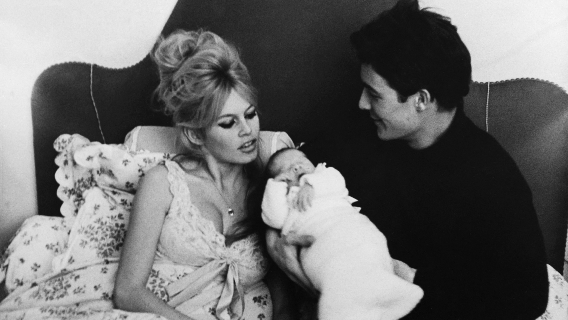 Brigitte Bardot, Jacques Charrier, and their newborn son