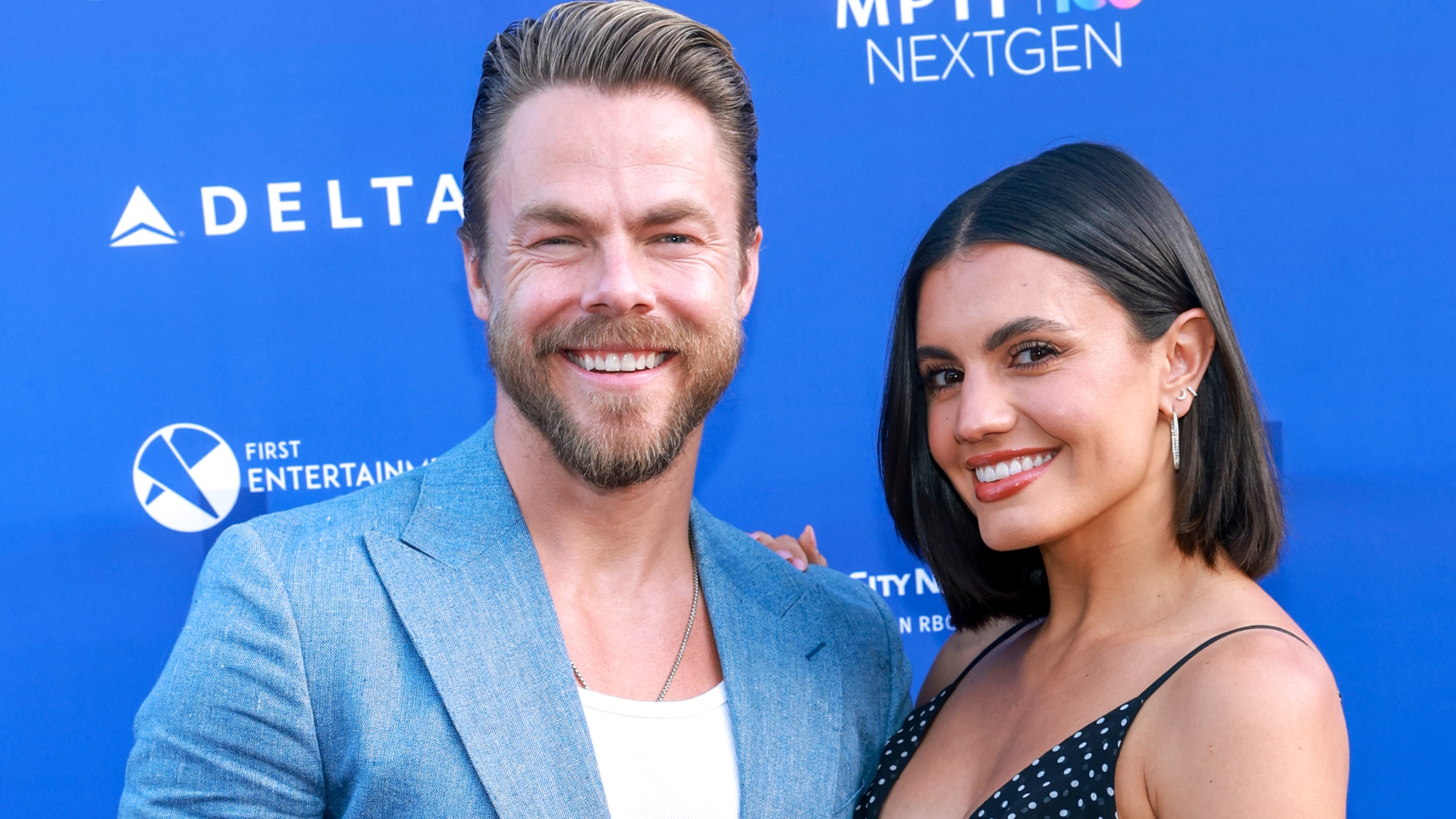 Derek Hough and Hayley Erbert smiling
