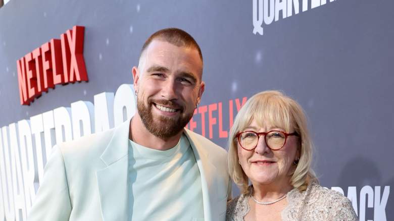 Travis Kelce and Donna Kelce attend the Netflix Premiere of "Quarterback" at Netflix Tudum Theater on July 11, 2023 in Los Angeles, California