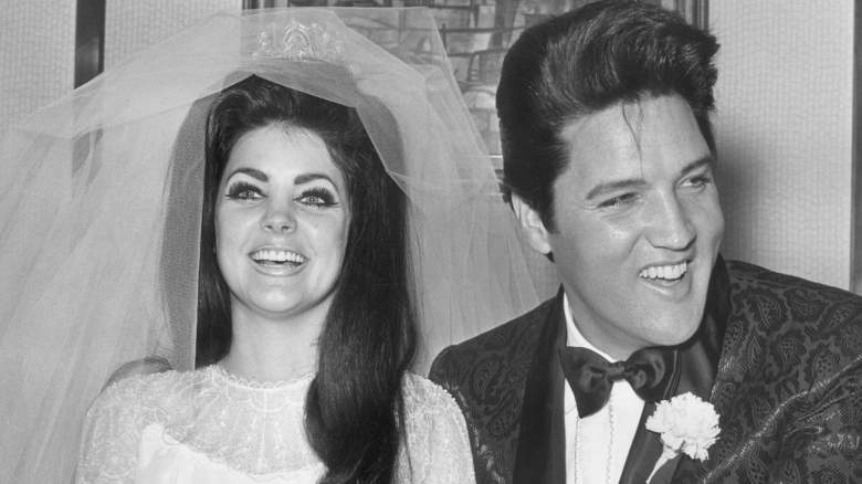 Elvis Presley and Priscilla Beaulieu Presley on their wedding day