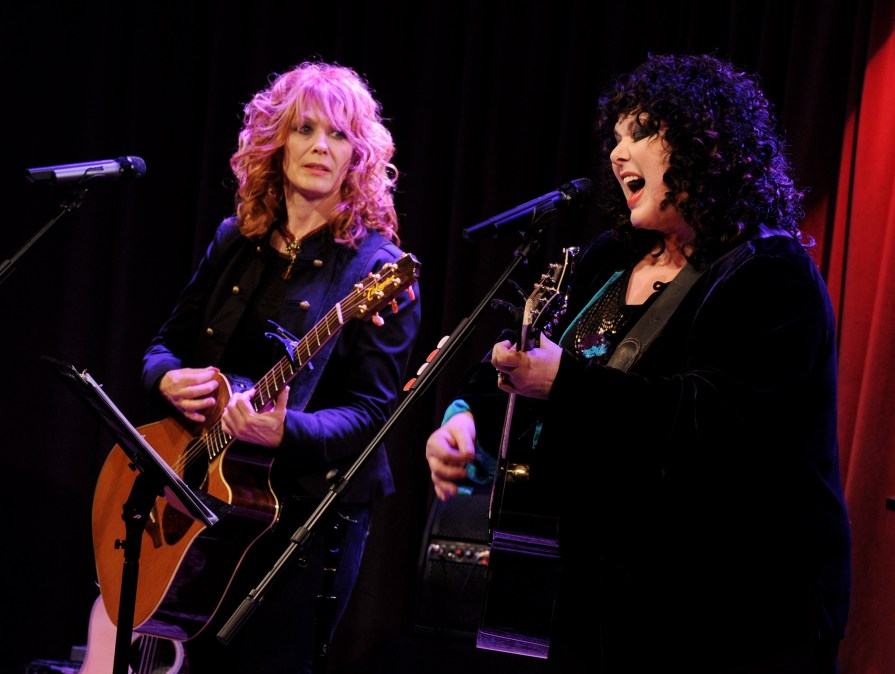 Musicians Nancy Wilson (L) and Ann Wilson