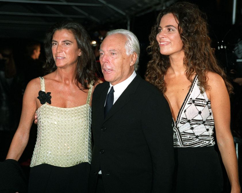 Fashion designer Giorgio Armani with his nieces