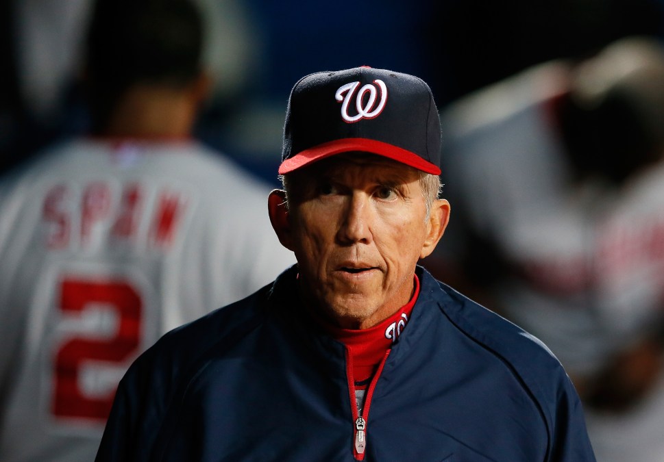 Davey Johnson #5 of the Washington Nationals against the Atlanta Braves 