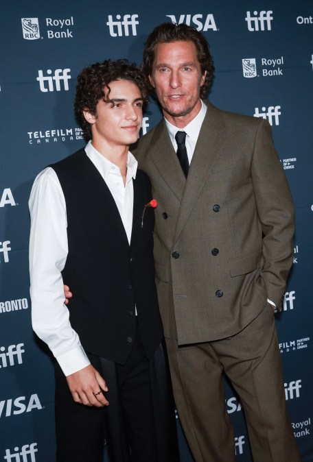 US actor Matthew McConaughey and his son Levi McConaughey 
