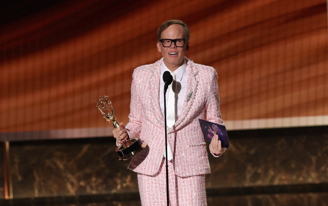 US actor Jeff Hiller accepts the award for Outstanding Supporting Actor in a Comedy Series
