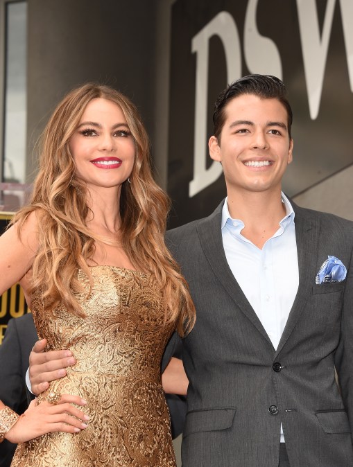 Actress Sofia Vergara poses with her son Manolo 