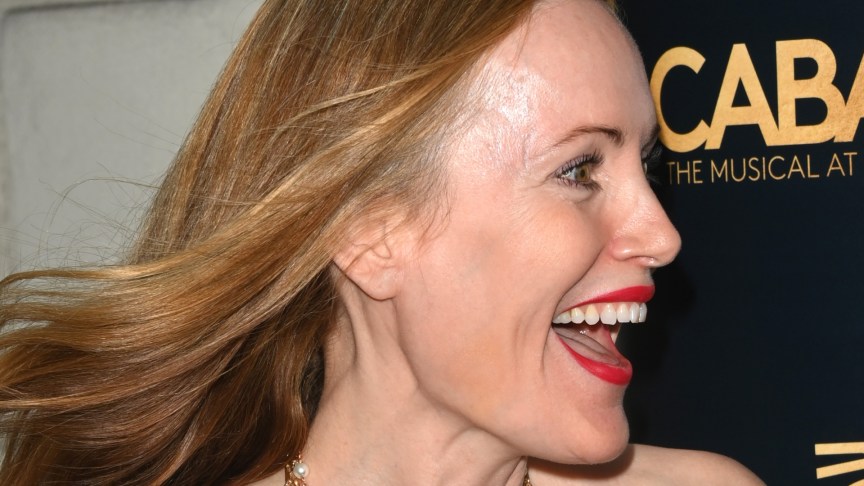 Leslie Mann laughing at an event